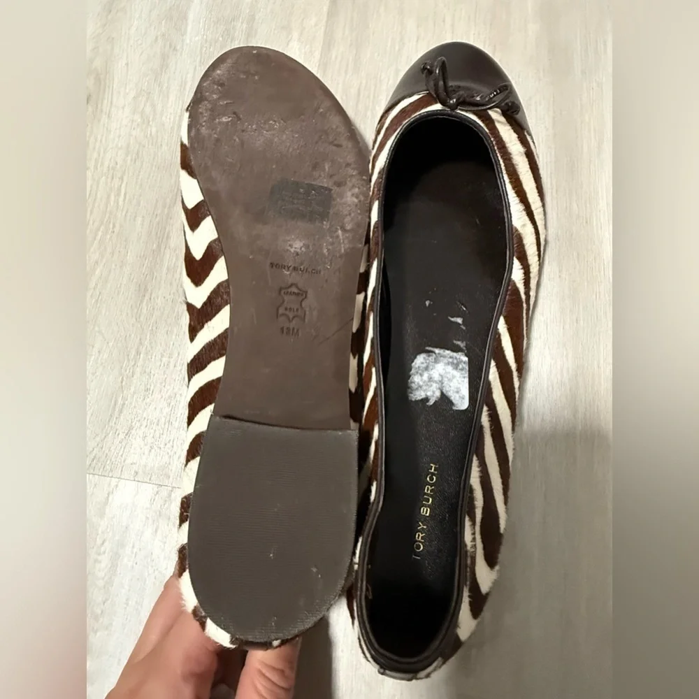 Tory Burch Leopard Print Genuine Calf Hair Ballet Flat Sz 13